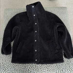 Varley Women's Size Small Black Clemson Sherpa Fleece Snap Up Oversized Jacket